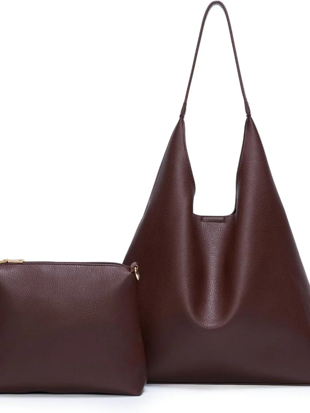 Hobo Bags for Women 2 Pcs Set, Large Soft Vegan Leather Slouchy Tote Bag | Faux